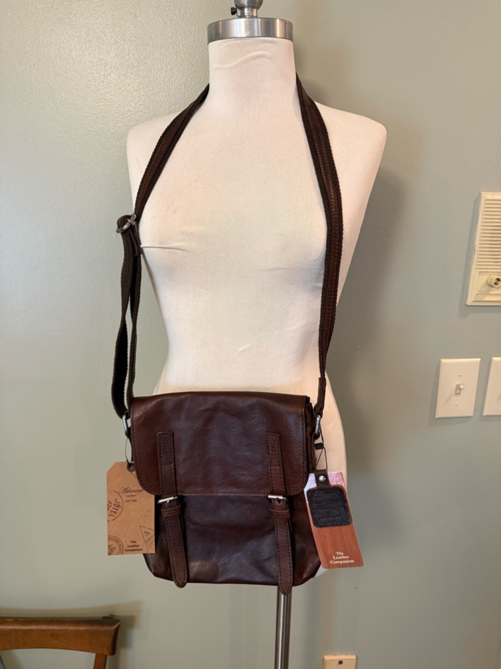 Ashwood Genuine Leather Crossbody Bag – Brandy Brown | NWT